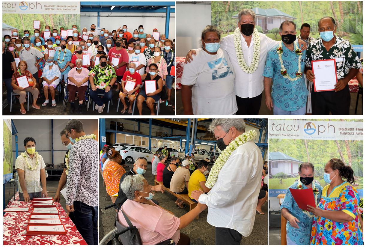 Remise de bons d'aides en matériaux à 73 familles de Tahiti